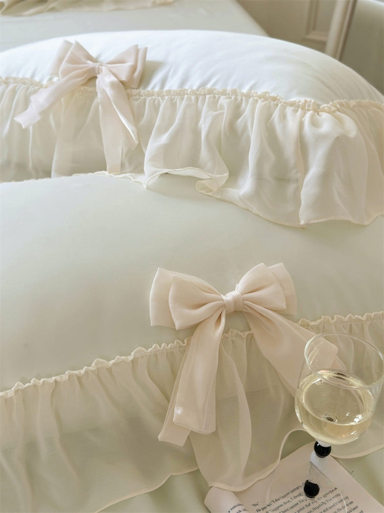 Ribbon Bow Airy Lace Blanket Comforter Set / Baby Pink