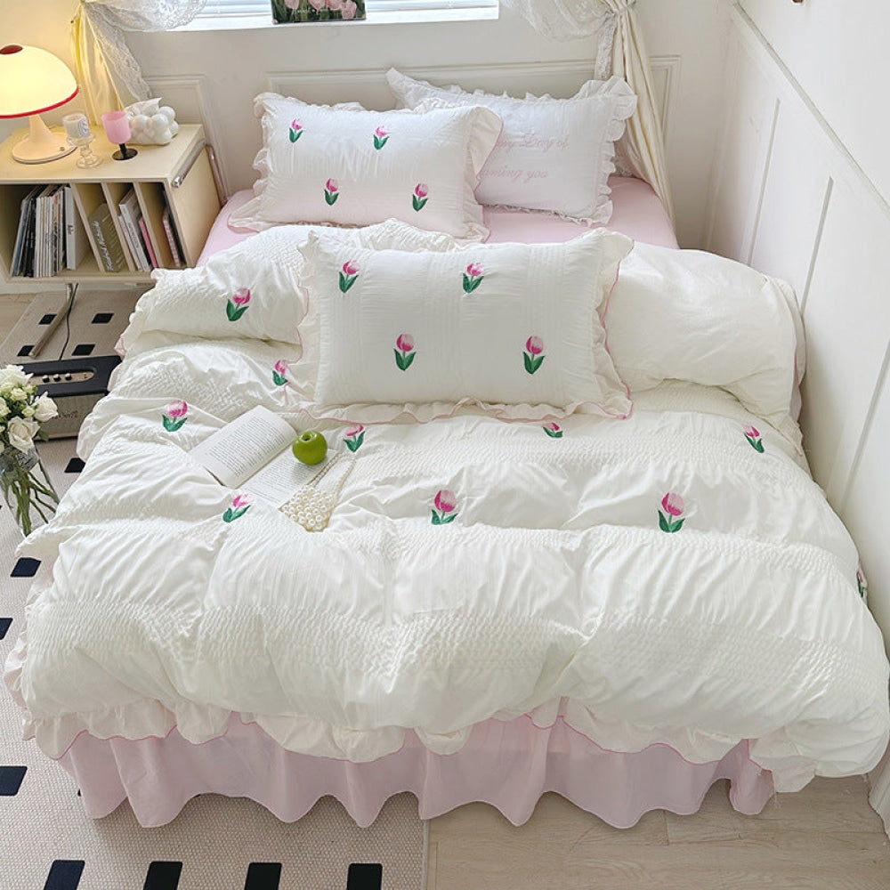 Dreamy Embroidered Ruffle Bedding Bundle