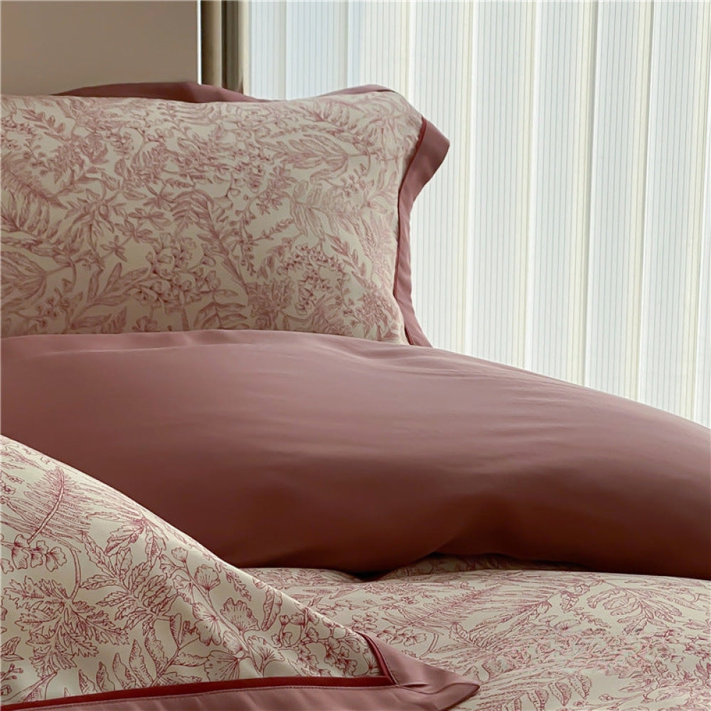 Silky Floral Tencel Bedding Set / Green