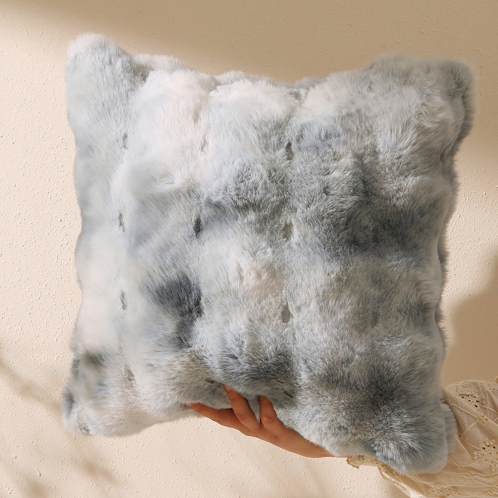 Fluffy Plush Square Pillow / White