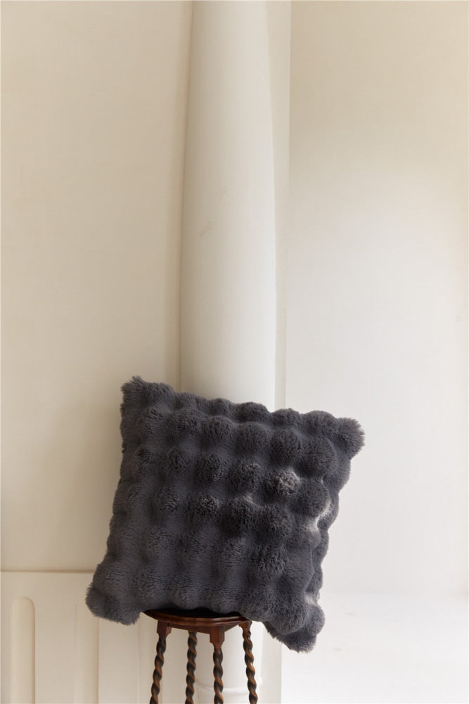 Fluffy Plush Square Pillow / White