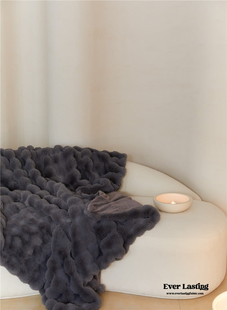 Fluffy Plush Throw Blanket / Beige