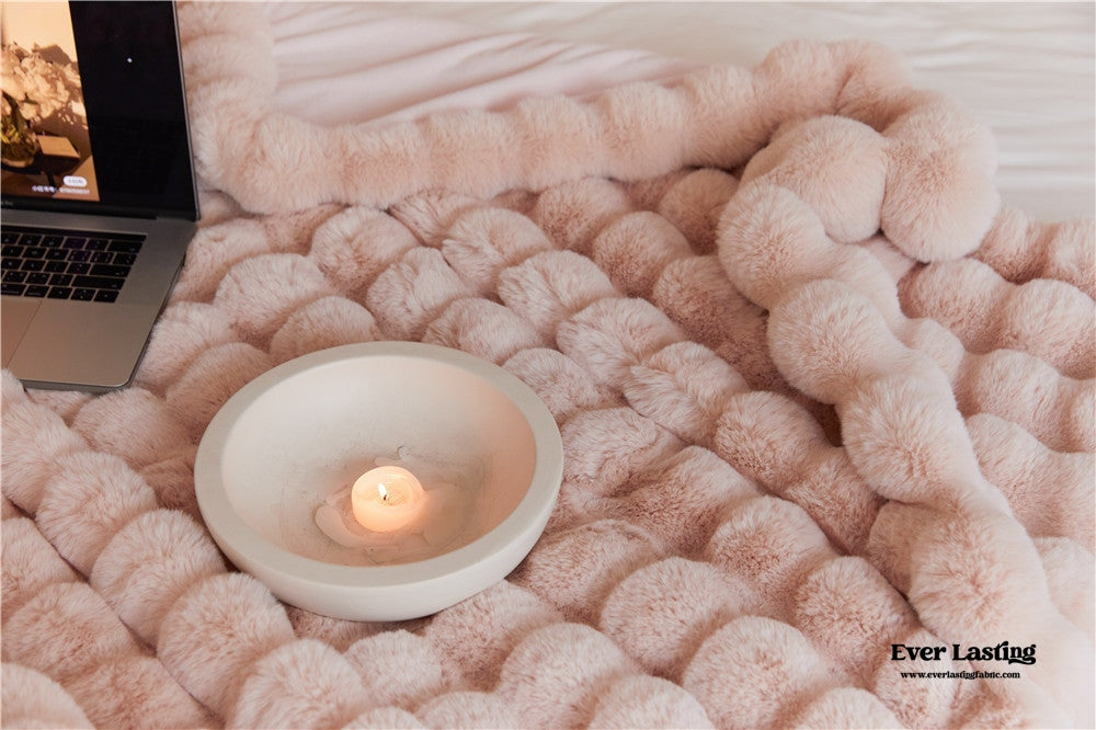 Fluffy Plush Throw Blanket / Beige