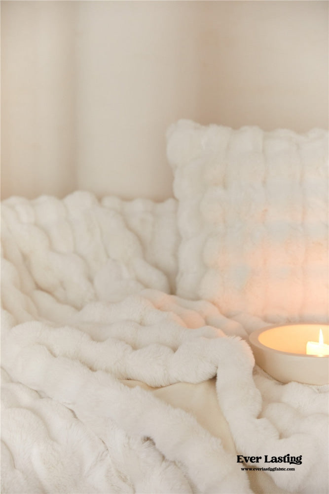 Fluffy Plush Throw Blanket / Beige