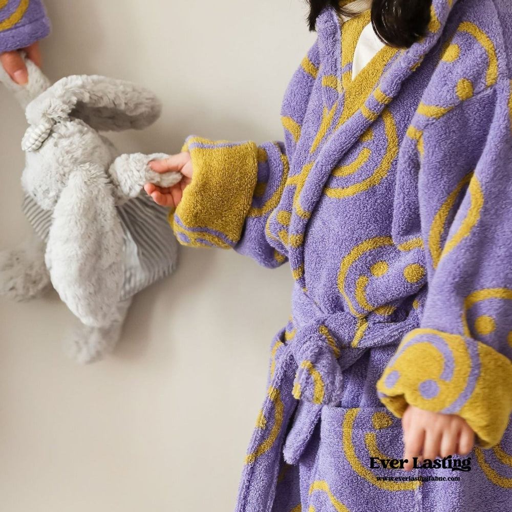 Happy Face Hooded Children & Adult Bathrobe / Purple