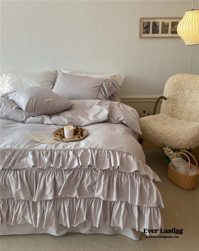 Layered Ruffle Bedding Set / White