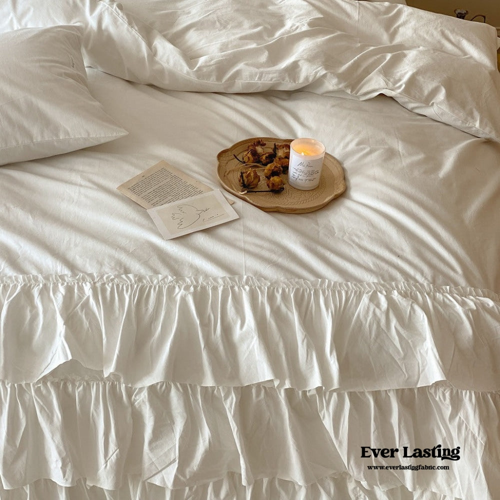 Layered Ruffle Bedding Set / White