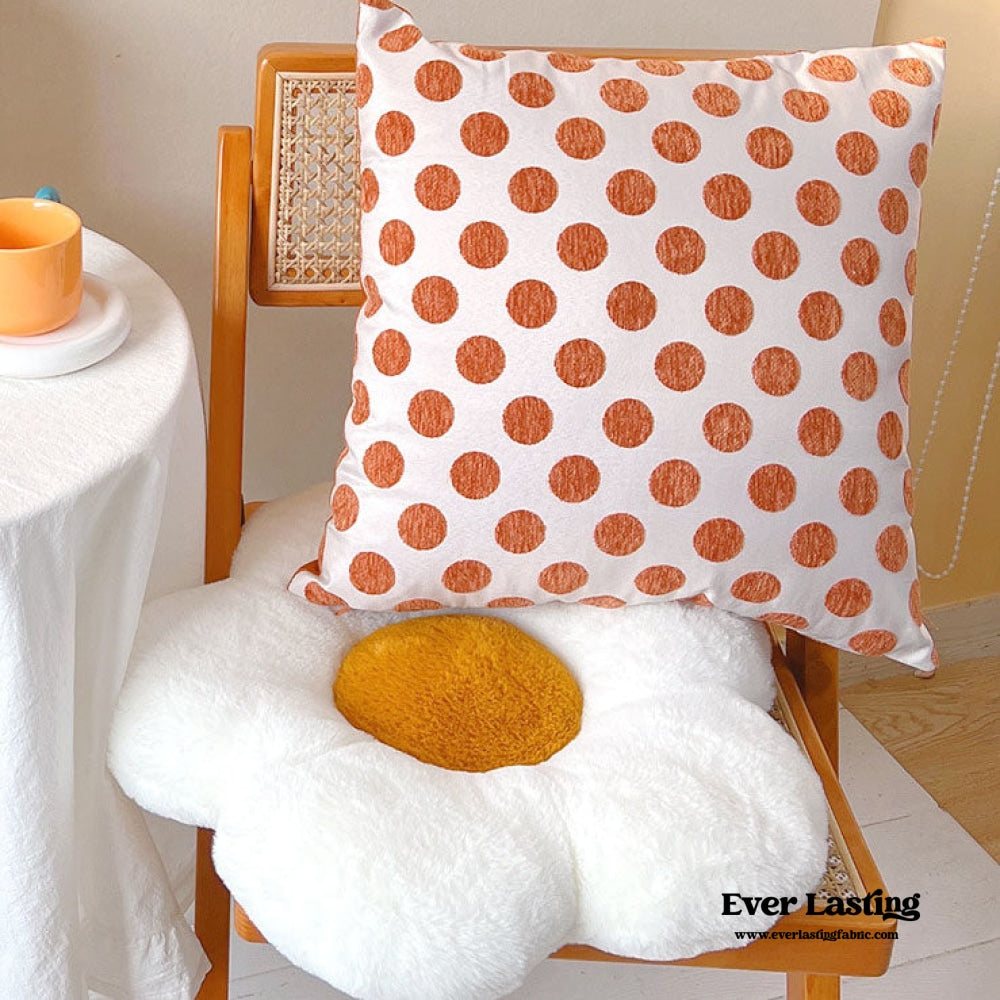 Orange Flower Pillow Set / Polka Dot