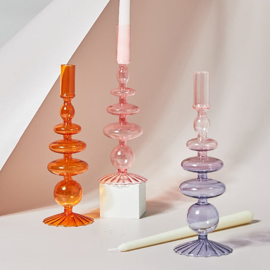 Retro Glass Candlestick Holder