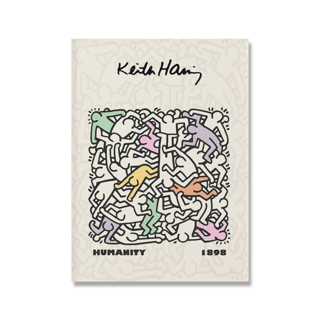 Keith Haring Pastel Pop Art Poster