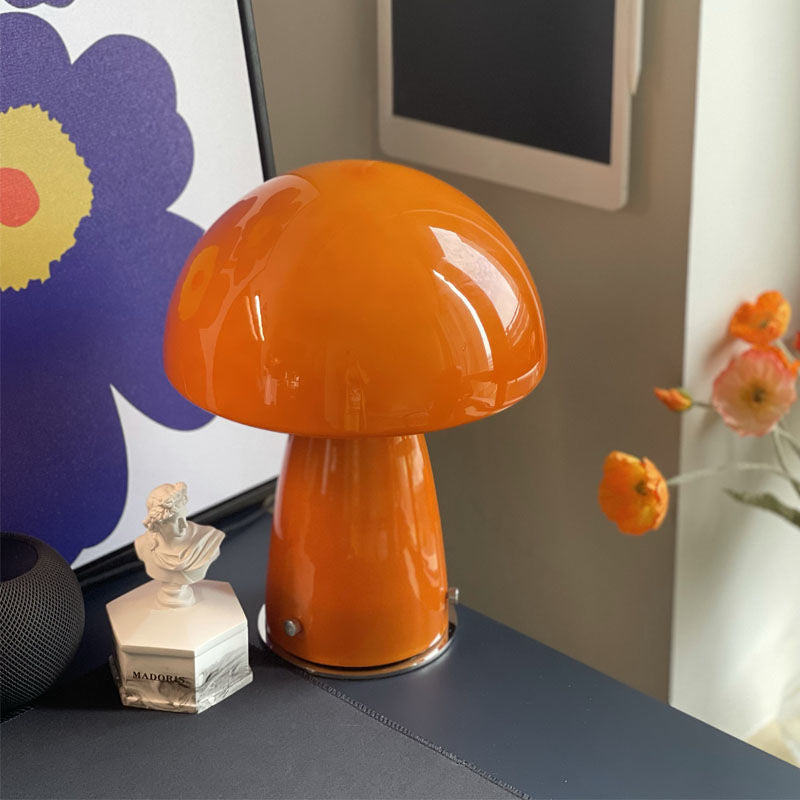 Danish Glass Mushroom Table Lamp