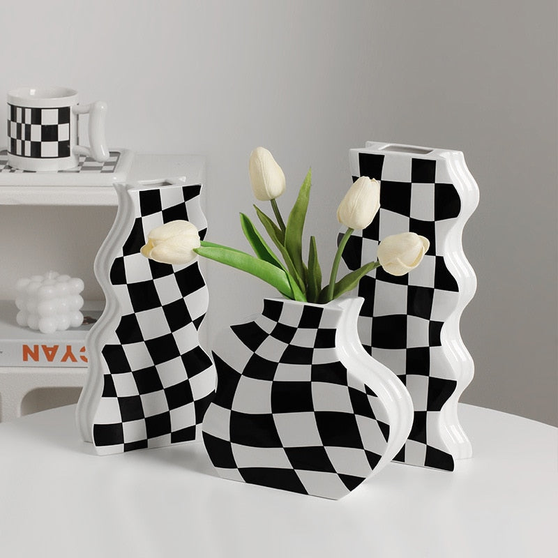 Checkerboard Ceramic Vase