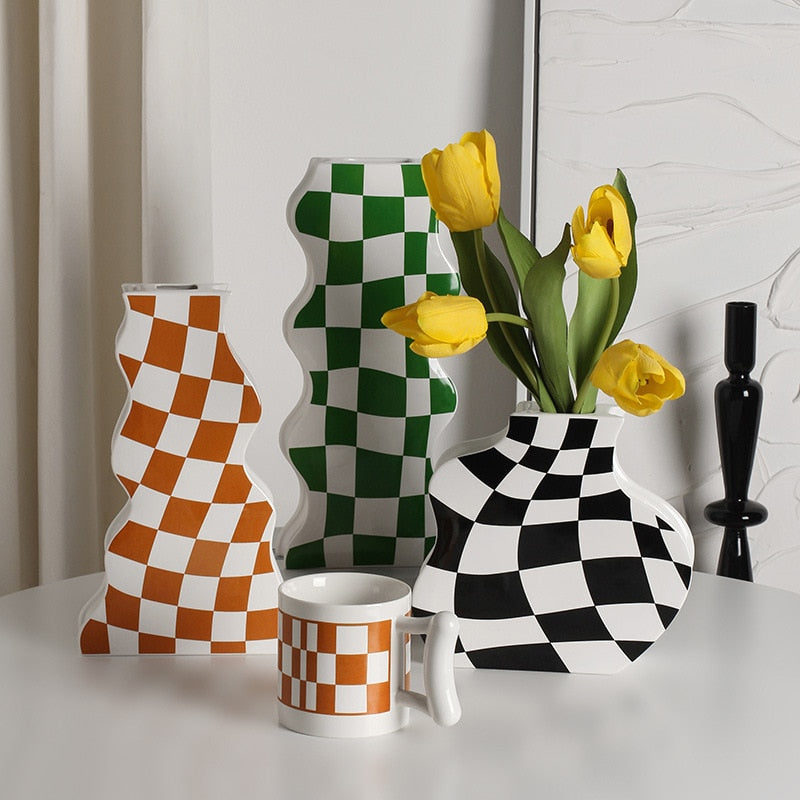 Checkerboard Ceramic Vase