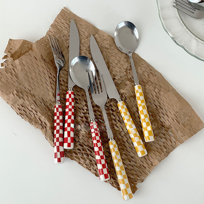 Checkerboard Stainless Steel Silverware