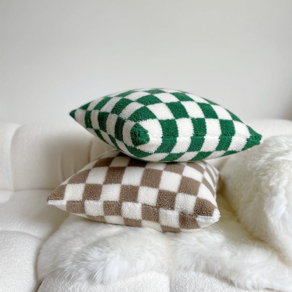 Plush Checkerboard Pillowcase