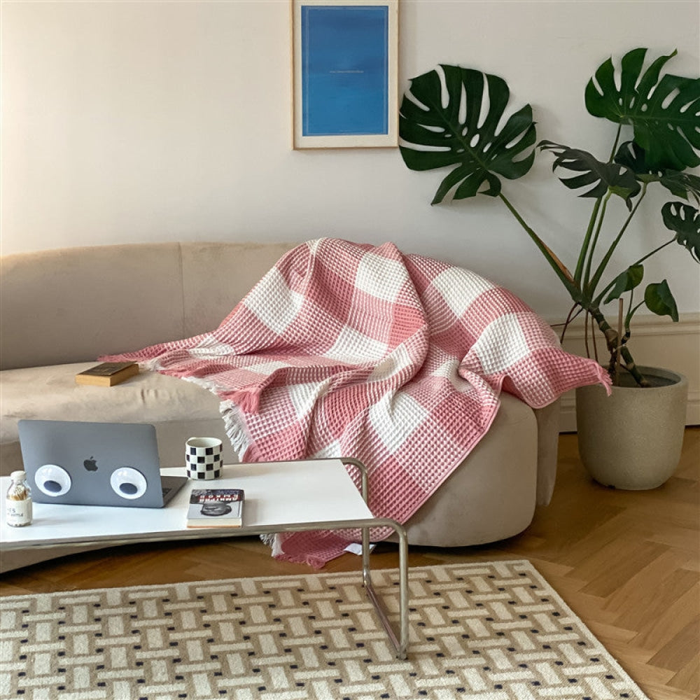 Retro Waffle Cotton Blanket