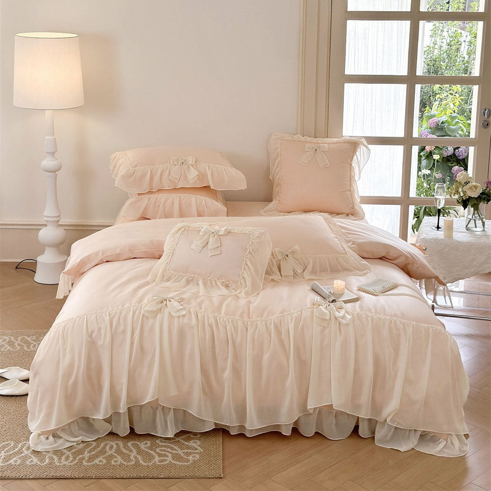 Ribbon Bow Airy Lace Bedding Bundle