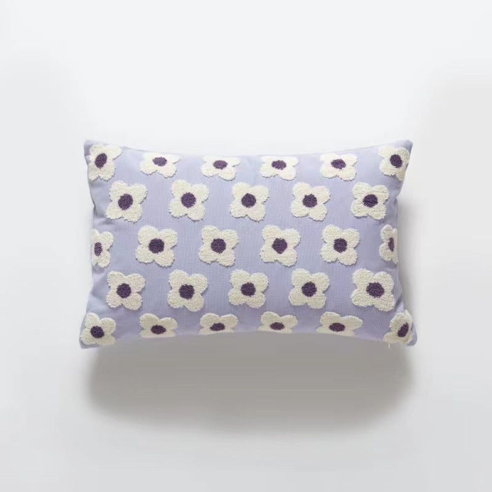 Velvet Daisy Rectangular & Square Pillow Cushion / Yellow