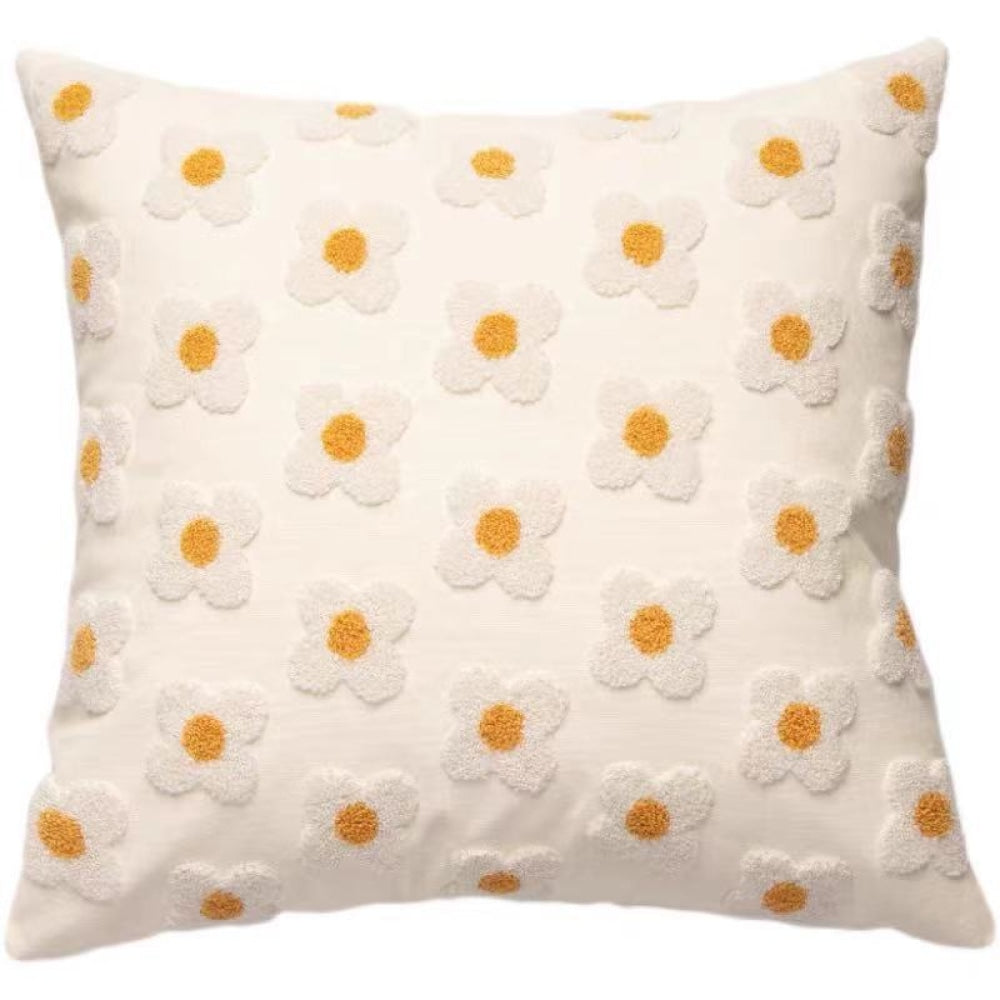 Velvet Daisy Rectangular & Square Pillow Cushion / Yellow