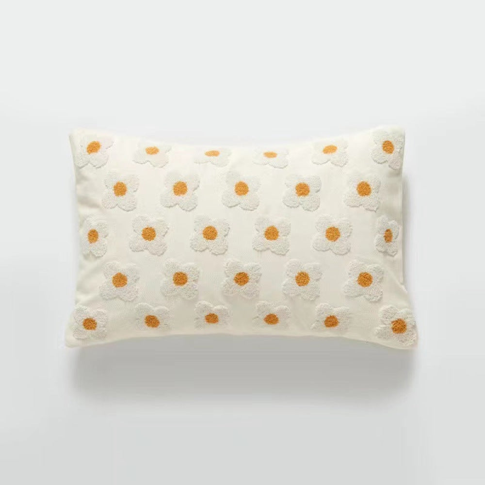 Velvet Daisy Rectangular & Square Pillow Cushion / Yellow