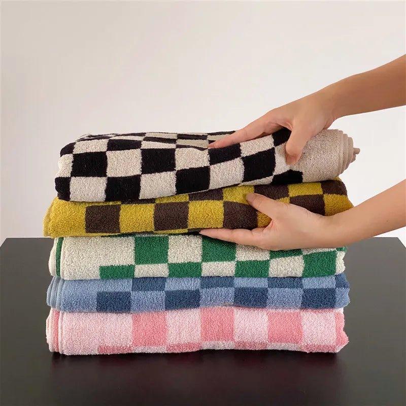 90s Retro Checkered Cotton Towels