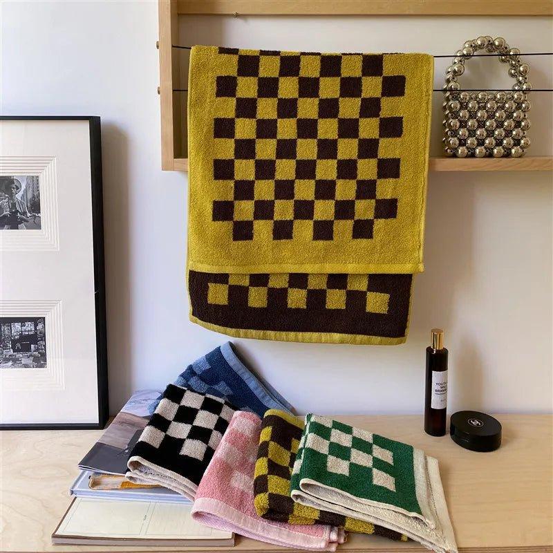90s Retro Checkered Cotton Towels