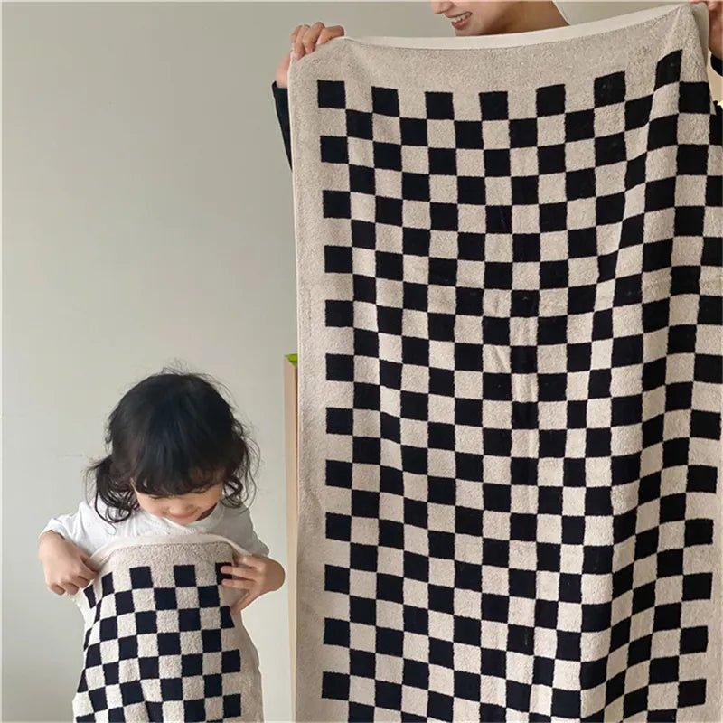 90s Retro Checkered Cotton Towels