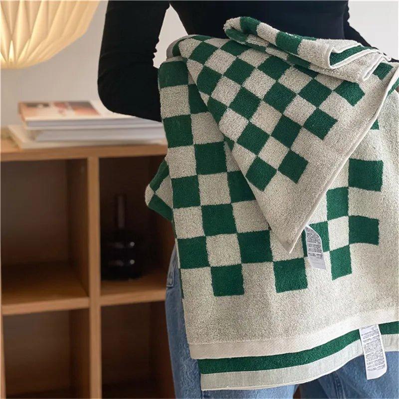 90s Retro Checkered Cotton Towels