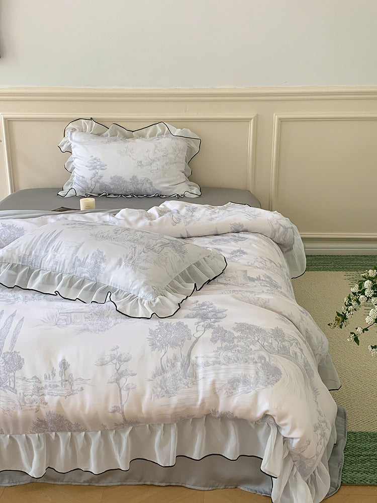 Victorian Inspired Soft Lace Ruffle Bedding Bundle